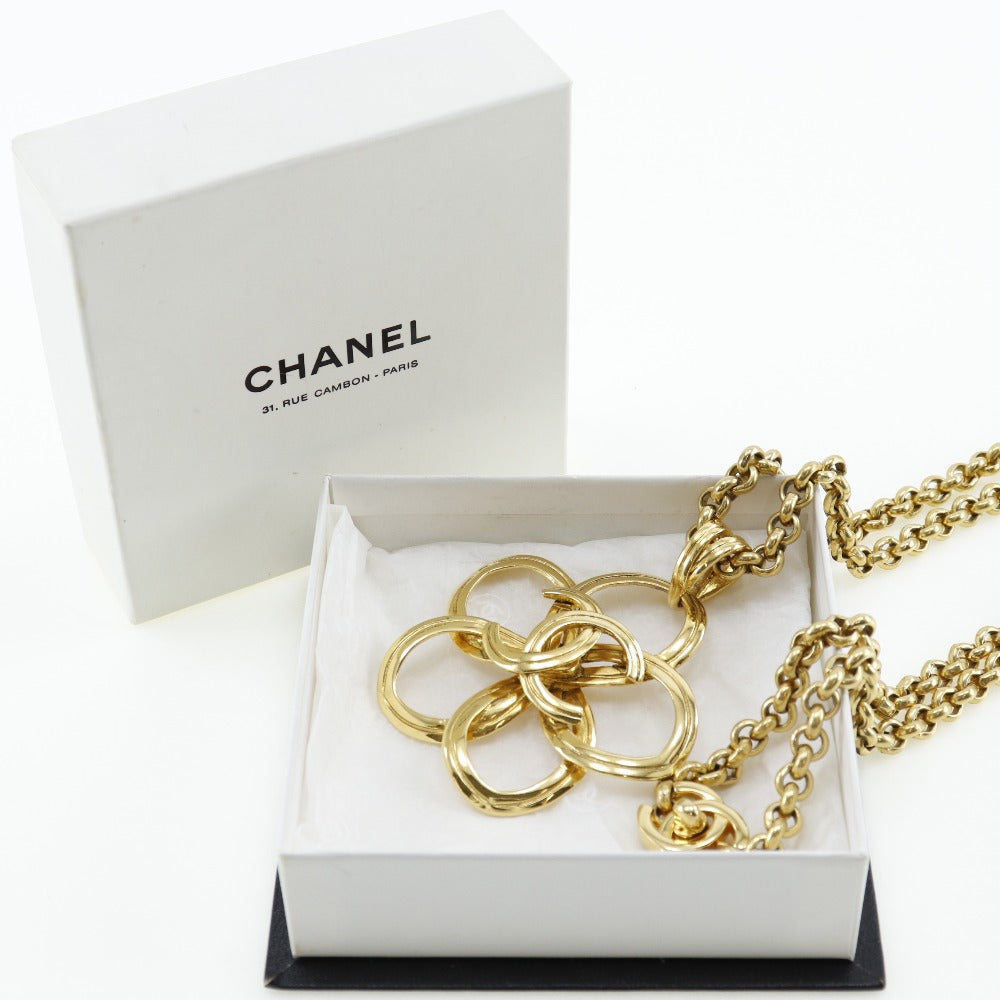CHANEL Necklace Plated Gold gold vintage Turn lock COCO Mark Flower Women Used Authentic