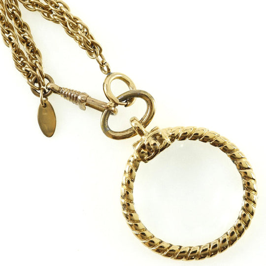 CHANEL Necklace Plated Gold gold vintage Double chain Loupe Women Used Authentic
