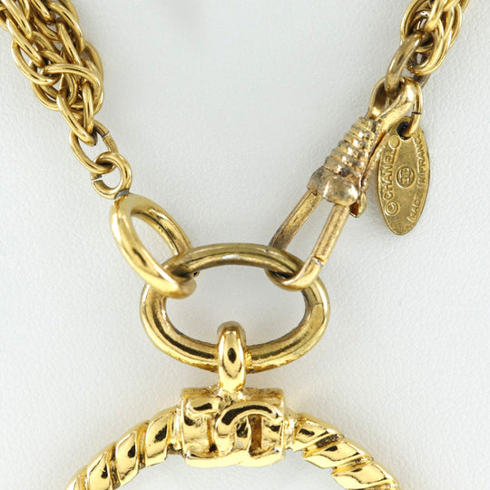 CHANEL Necklace Plated Gold gold vintage Double chain Loupe Women Used Authentic