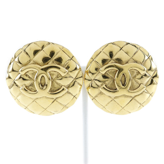 CHANEL Earring Plated Gold gold vintage Matrasse COCO Mark Women Used Authentic