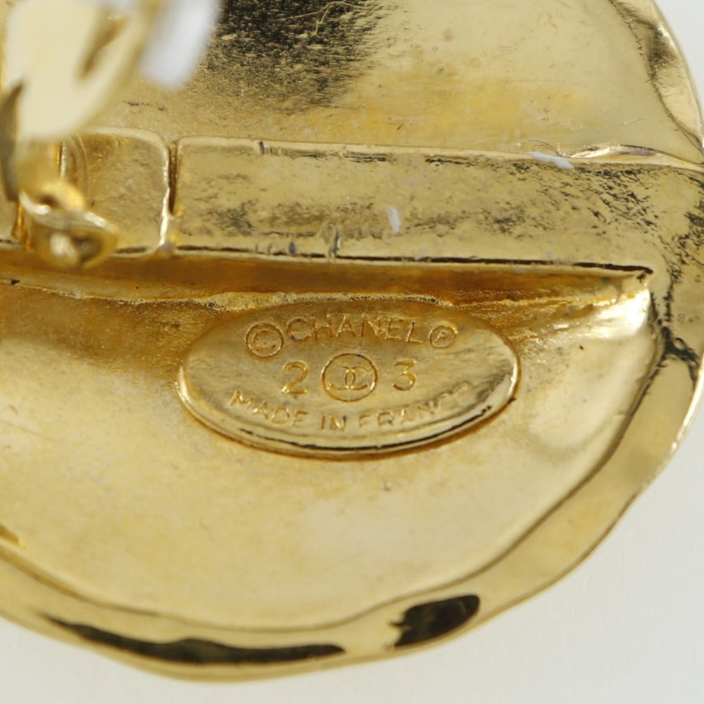 CHANEL Earring Plated Gold gold vintage Matrasse COCO Mark Women Used Authentic
