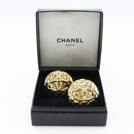 CHANEL Earring Plated Gold gold vintage Matrasse COCO Mark Women Used Authentic