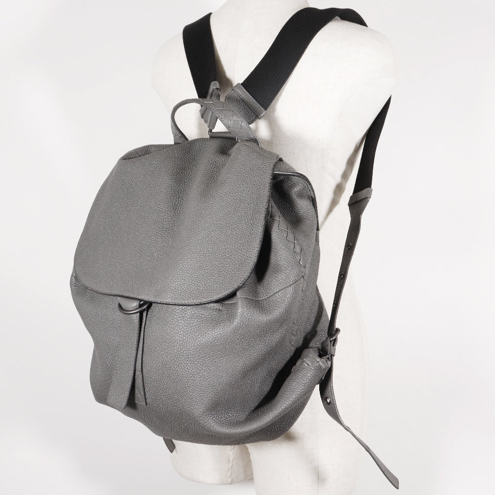 BOTTEGAVENETA Backpack Calfskin gray INTRECCIATO unisex(Unisex) Used Authentic