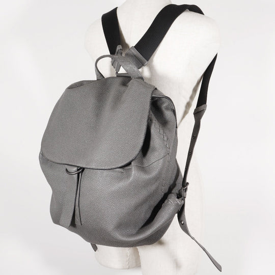 BOTTEGAVENETA Backpack Calfskin gray INTRECCIATO unisex(Unisex) Used Authentic