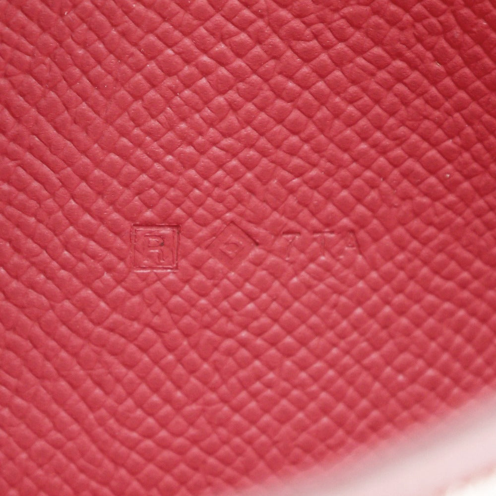 HERMES Long Wallet Purse Epsom Red Beansufla Women Used Authentic
