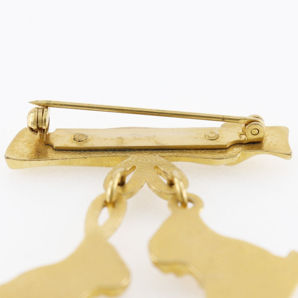 HERMES Brooch Plated Gold gold vintage LES FETES EN HERMES Skate shoes Women Used Authentic