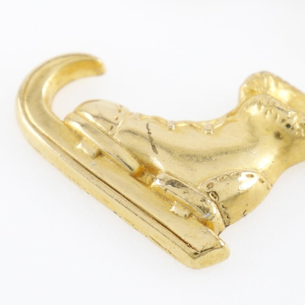 HERMES Brooch Plated Gold gold vintage LES FETES EN HERMES Skate shoes Women Used Authentic