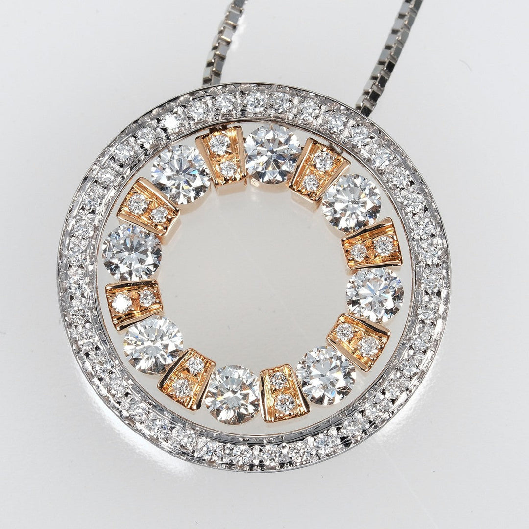 Damiani Necklace K18 White Gold, K18 Pink Gold, Diamond Silver 0.8" model Belle Epoque Round S Women Used Authentic