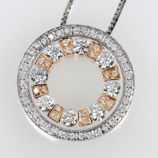 Damiani Necklace K18 White Gold, K18 Pink Gold, Diamond Silver 0.8" model Belle Epoque Round S Women Used Authentic