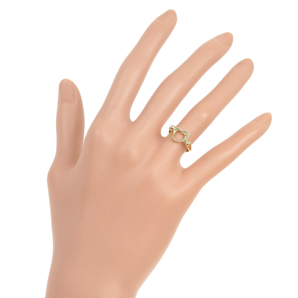 TIFFANY&Co. Ring K18 Yellow Gold, Diamond gold Elsa Peretti Open heart Women Used Authentic