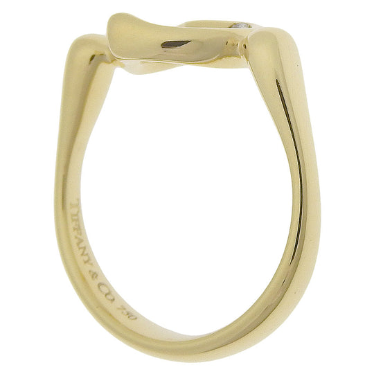 TIFFANY&Co. Ring K18 Yellow Gold, Diamond gold Elsa Peretti Open heart Women Used Authentic