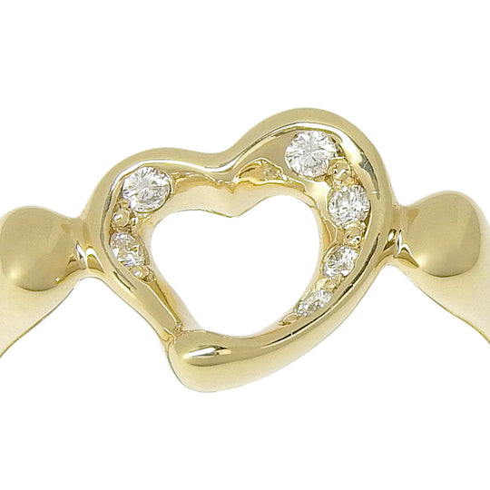 TIFFANY&Co. Ring K18 Yellow Gold, Diamond gold Elsa Peretti Open heart Women Used Authentic