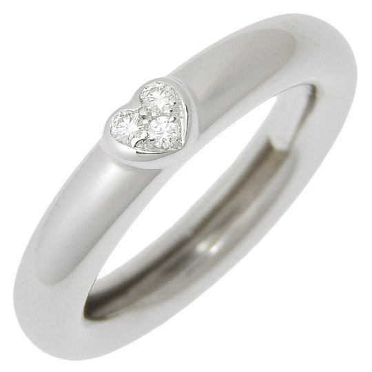 TIFFANY&Co. Ring K18 White Gold, Diamond Silver heart Friendship Women Used Authentic