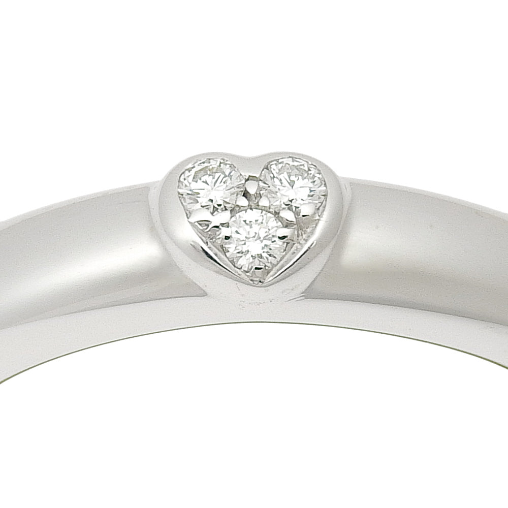 TIFFANY&Co. Ring K18 White Gold, Diamond Silver heart Friendship Women Used Authentic