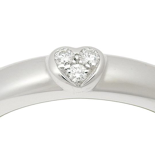 TIFFANY&Co. Ring K18 White Gold, Diamond Silver heart Friendship Women Used Authentic