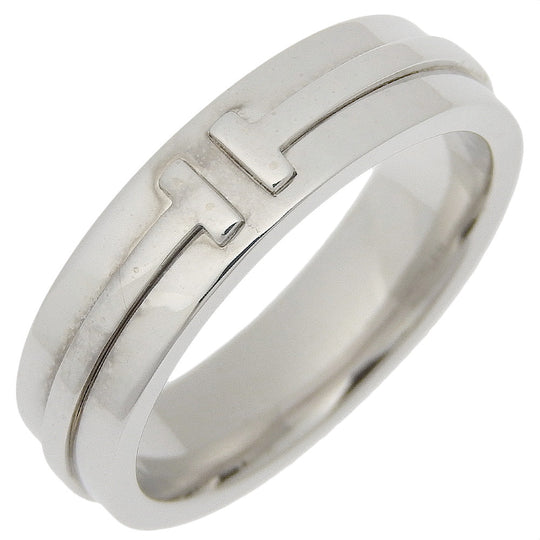 TIFFANY&Co. Ring K18 white gold Silver T-toe T narrow mens Used Authentic