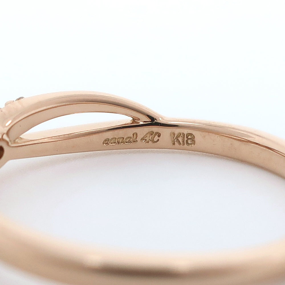 canal4�Ž Ring K18 pink gold, diamond gold diamond Women Used Authentic