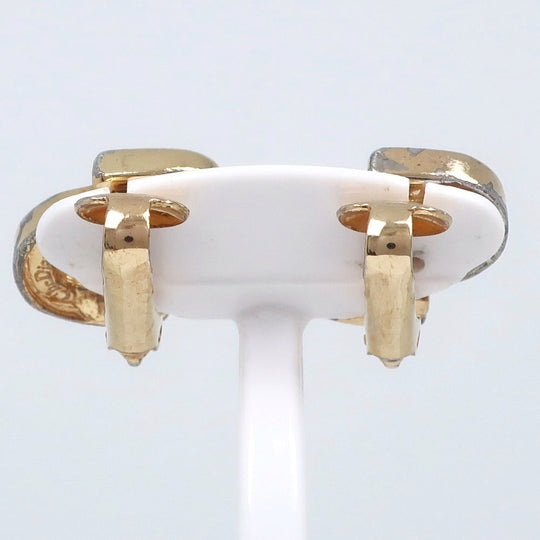 Dior Earring Plated Gold, Rhinestones gold CD logo Women Used Authentic