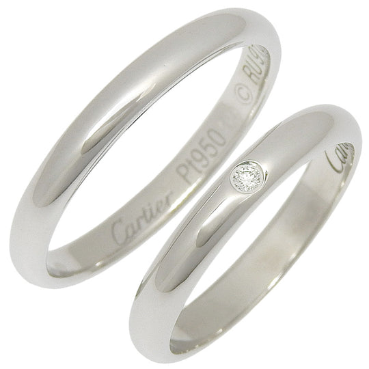 CARTIER Ring B4057748 Pt950Platinum Silver 1P diamond 2 pairs set Wedding rings mens(Unisex) 50/44 Used Authentic