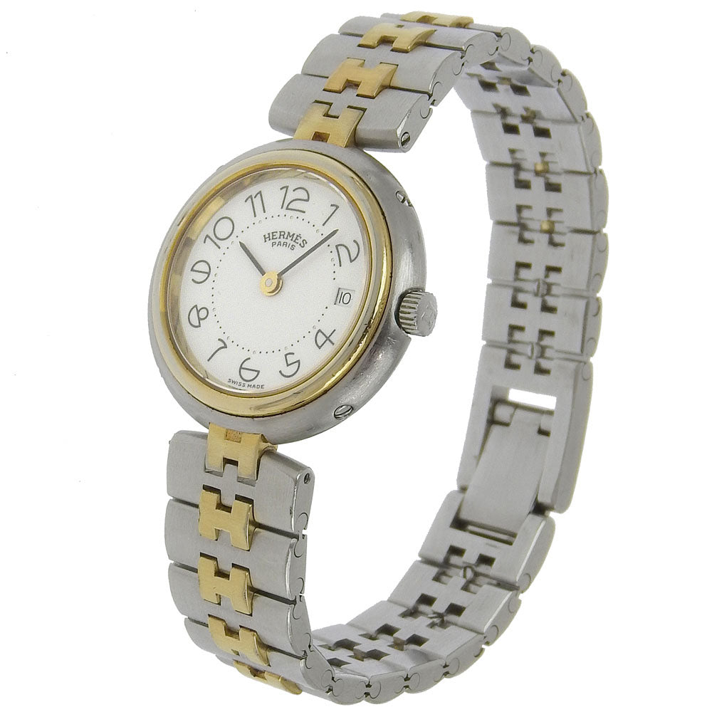HERMES Watches Quartz Stainless Steel , Plated Gold Silver Profile date White dial Women Used Authentic
