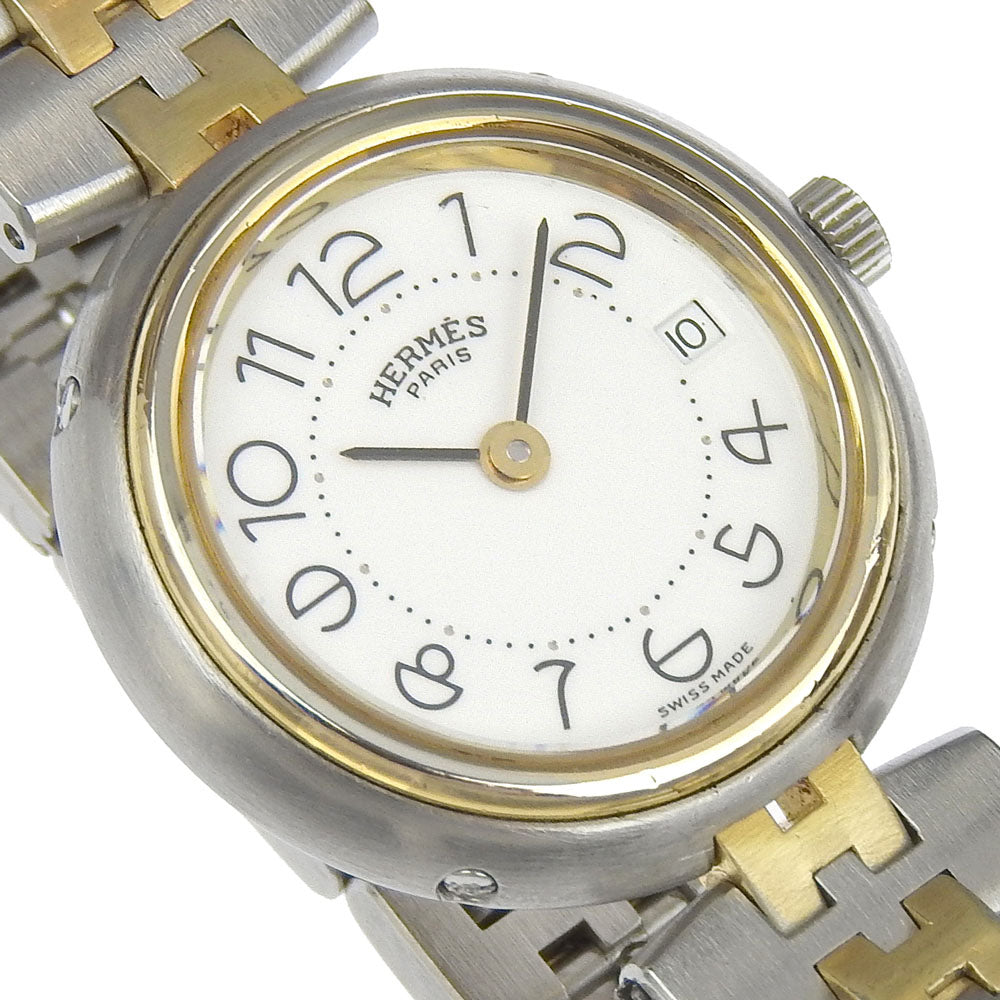 HERMES Watches Quartz Stainless Steel , Plated Gold Silver Profile date White dial Women Used Authentic