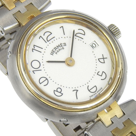 HERMES Watches Quartz Stainless Steel , Plated Gold Silver Profile date White dial Women Used Authentic