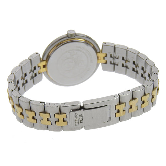HERMES Watches Quartz Stainless Steel , Plated Gold Silver Profile date White dial Women Used Authentic
