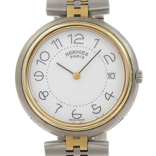 HERMES Watches Quartz Stainless Steel , Plated Gold Silver combination Profile date White dial mens Used Authentic