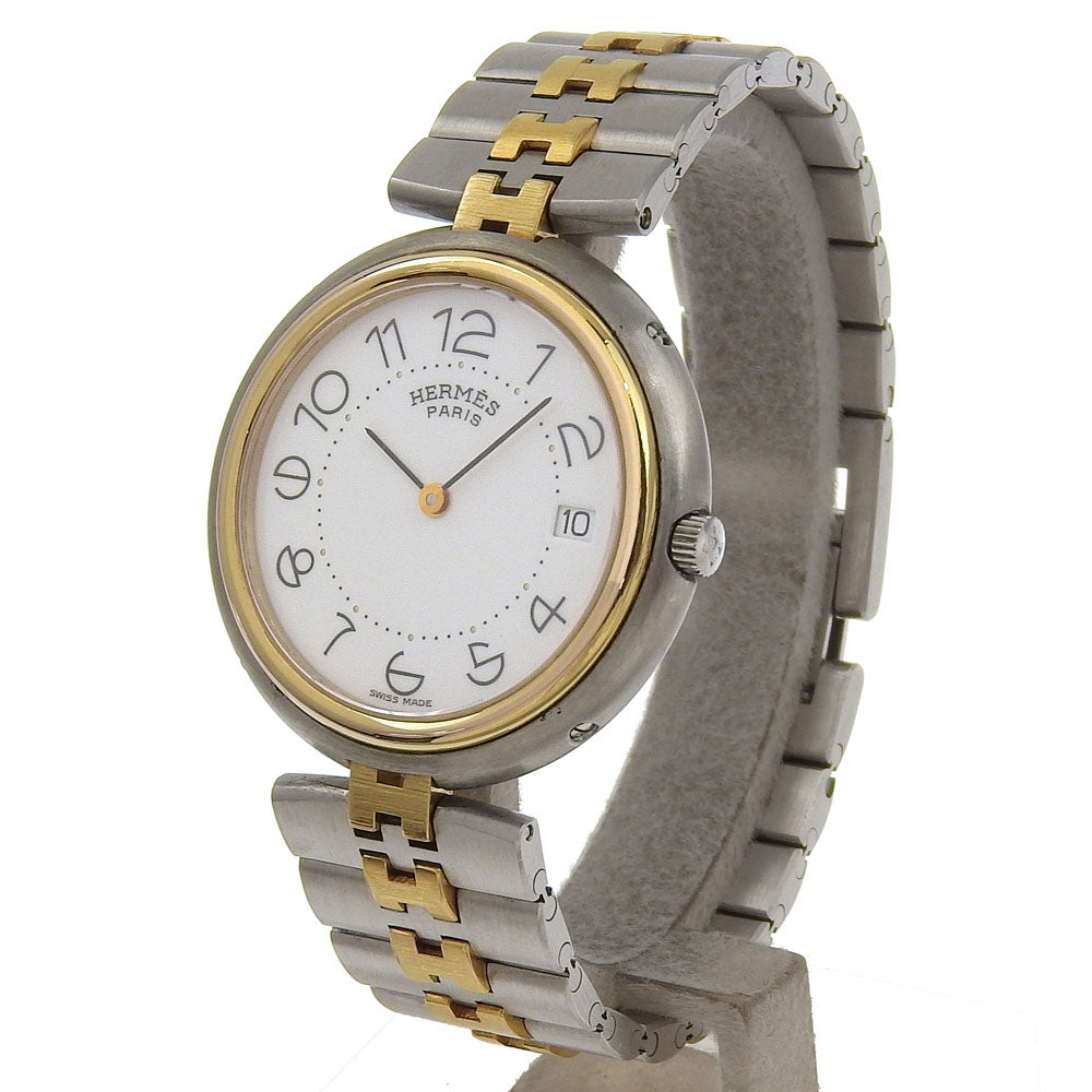 HERMES Watches Quartz Stainless Steel , Plated Gold Silver combination Profile date White dial mens Used Authentic