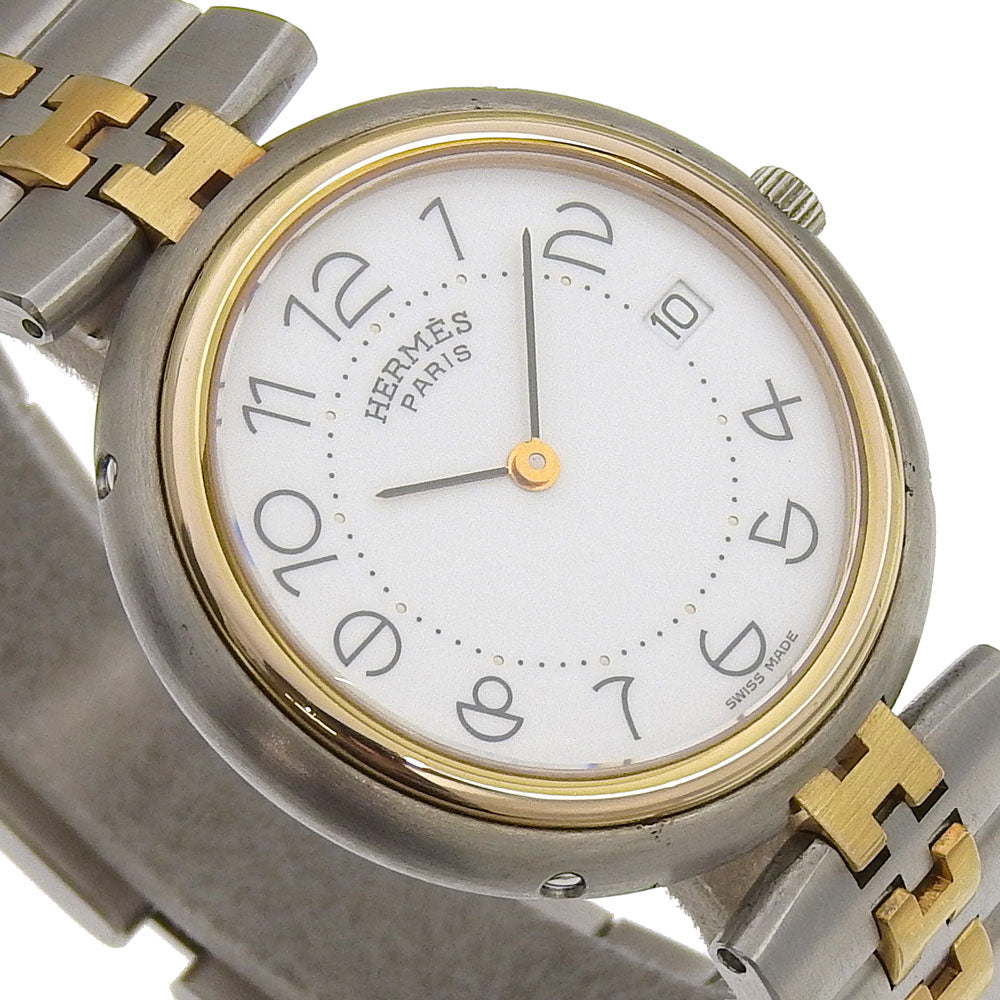 HERMES Watches Quartz Stainless Steel , Plated Gold Silver combination Profile date White dial mens Used Authentic