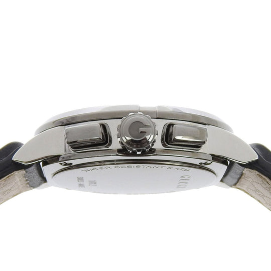 GUCCI Watches Quartz 101.2 Stainless Steel , Embossed Leather black G Chrono black dial mens Used Authentic