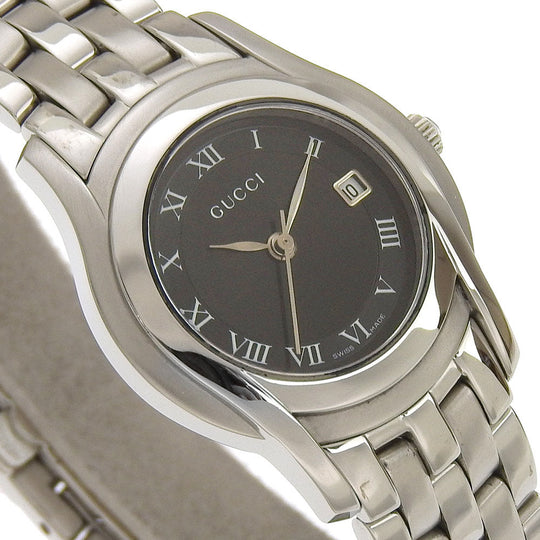 GUCCI Watches Quartz 5500L Stainless Steel Silver black dial Women Used Authentic