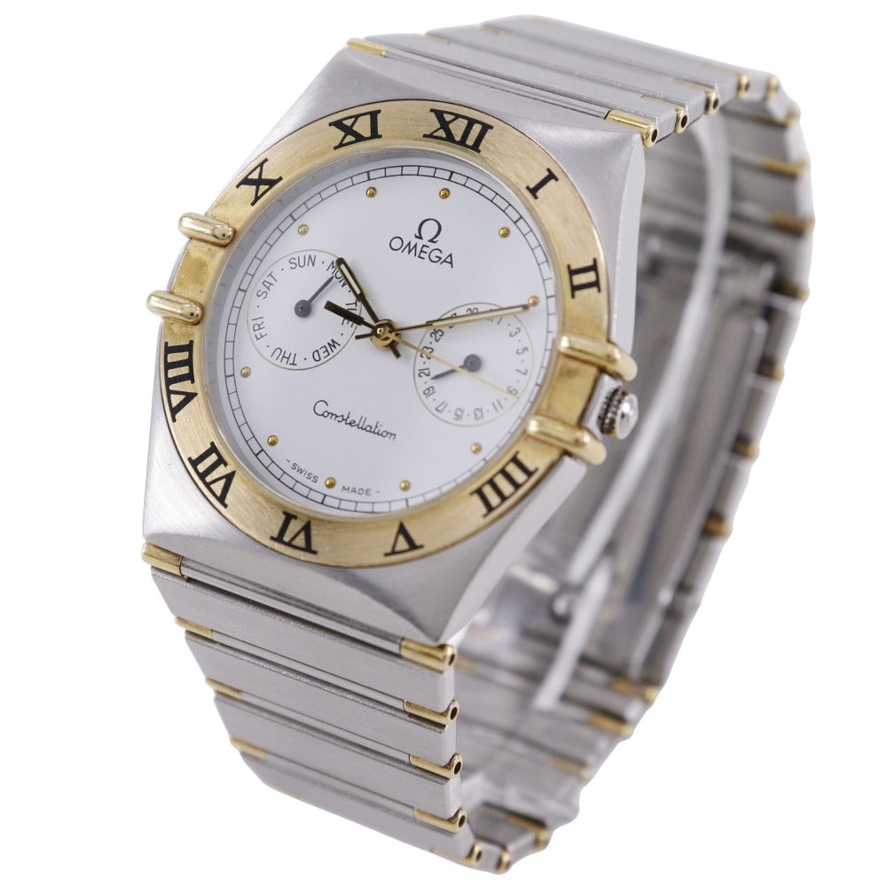 OMEGA Watches Quartz 396.107 Stainless Steel , Plated Gold Silver Day date Constellation White dial mens(Unisex) Used Authentic