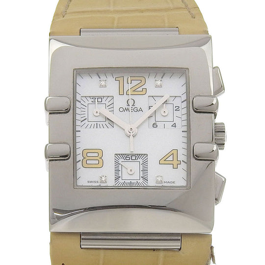 OMEGA Watches Quartz 1841.72.21 Stainless Steel , Embossed Leather white Quadra Constellation White shell dial Women Used Authentic