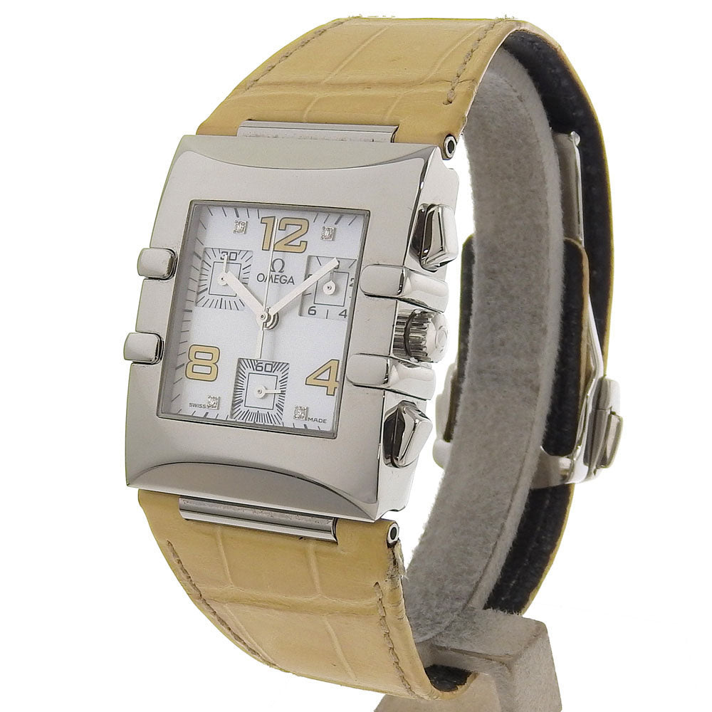 OMEGA Watches Quartz 1841.72.21 Stainless Steel , Embossed Leather white Quadra Constellation White shell dial Women Used Authentic