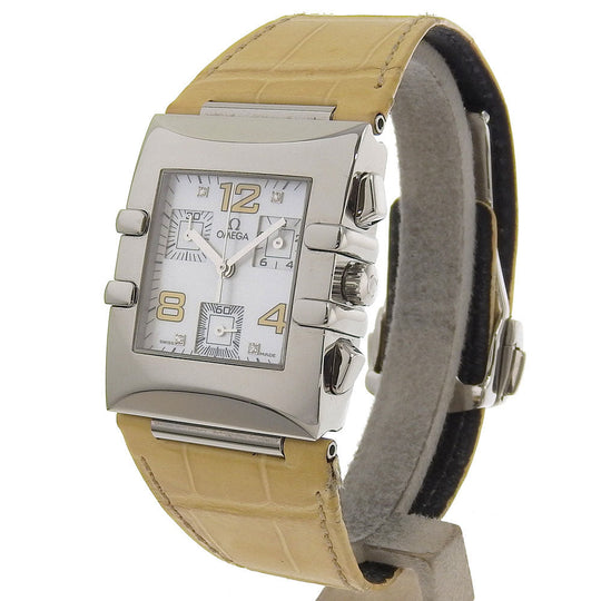 OMEGA Watches Quartz 1841.72.21 Stainless Steel , Embossed Leather white Quadra Constellation White shell dial Women Used Authentic