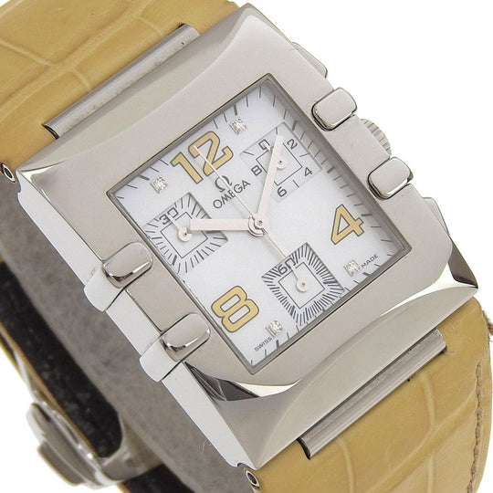OMEGA Watches Quartz 1841.72.21 Stainless Steel , Embossed Leather white Quadra Constellation White shell dial Women Used Authentic