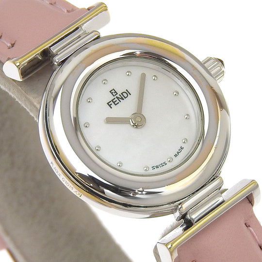 FENDI Watches Quartz 320L Stainless Steel , Embossed Leather white White shell dial Women Used Authentic