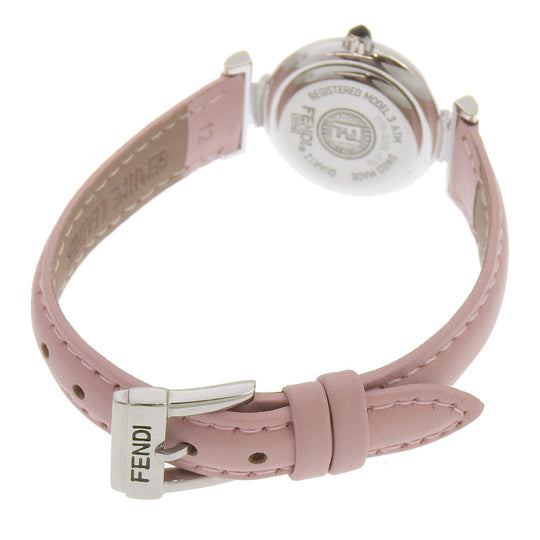 FENDI Watches Quartz 320L Stainless Steel , Embossed Leather white White shell dial Women Used Authentic
