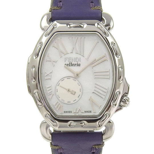 FENDI Watches Quartz 8400M Stainless Steel , Embossed Leather white Celeria White shell dial Boys Used Authentic