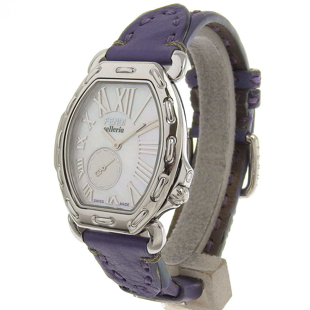 FENDI Watches Quartz 8400M Stainless Steel , Embossed Leather white Celeria White shell dial Boys Used Authentic