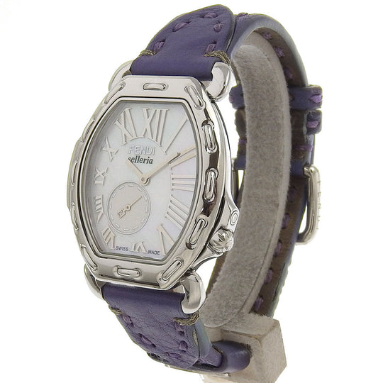 FENDI Watches Quartz 8400M Stainless Steel , Embossed Leather white Celeria White shell dial Boys Used Authentic