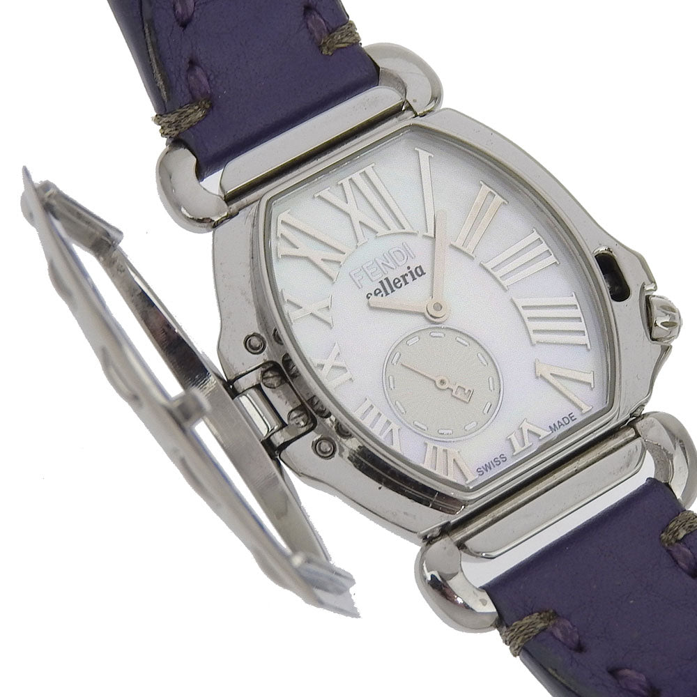 FENDI Watches Quartz 8400M Stainless Steel , Embossed Leather white Celeria White shell dial Boys Used Authentic