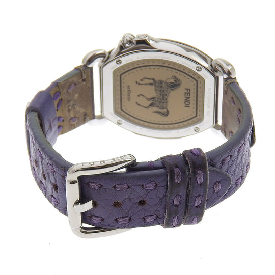 FENDI Watches Quartz 8400M Stainless Steel , Embossed Leather white Celeria White shell dial Boys Used Authentic