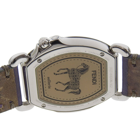 FENDI Watches Quartz 8400M Stainless Steel , Embossed Leather white Celeria White shell dial Boys Used Authentic