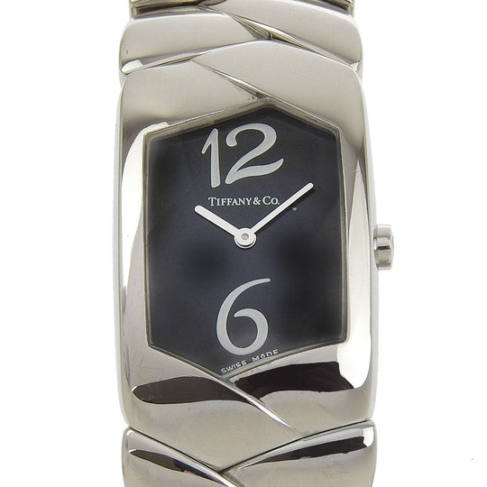 TIFFANY&Co. Watches Quartz Z6301.10 Stainless Steel Silver Tisolo black dial Women Used Authentic