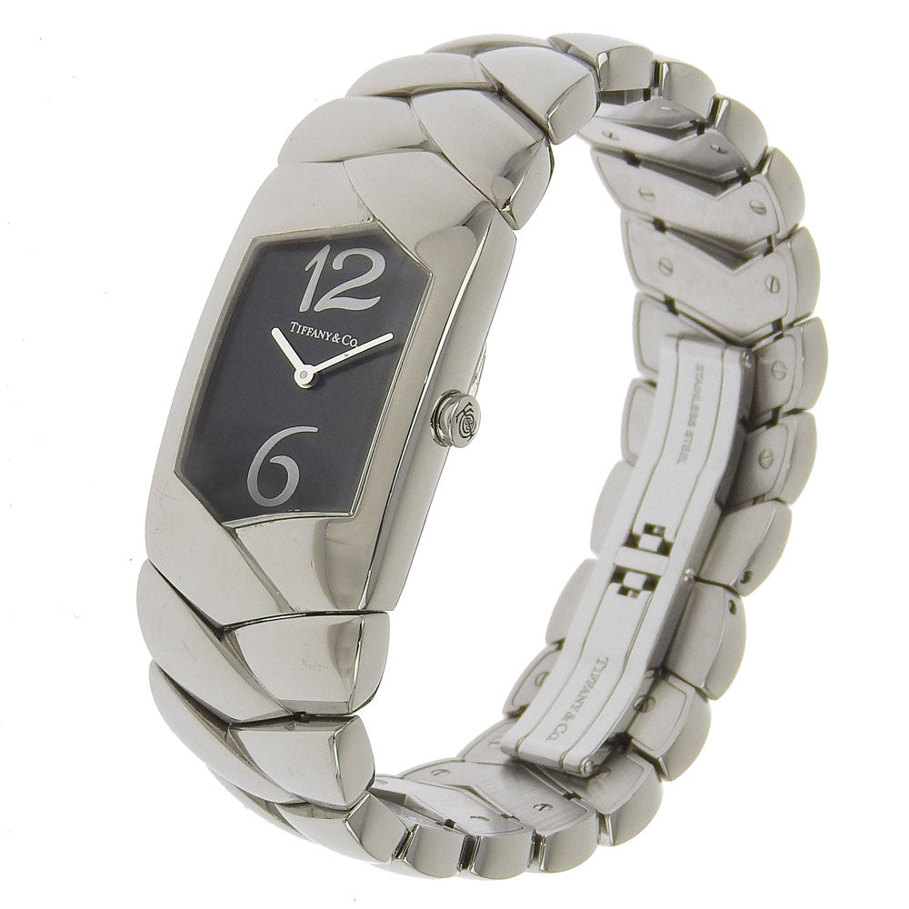 TIFFANY&Co. Watches Quartz Z6301.10 Stainless Steel Silver Tisolo black dial Women Used Authentic