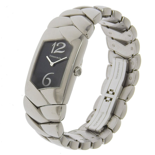 TIFFANY&Co. Watches Quartz Z6301.10 Stainless Steel Silver Tisolo black dial Women Used Authentic
