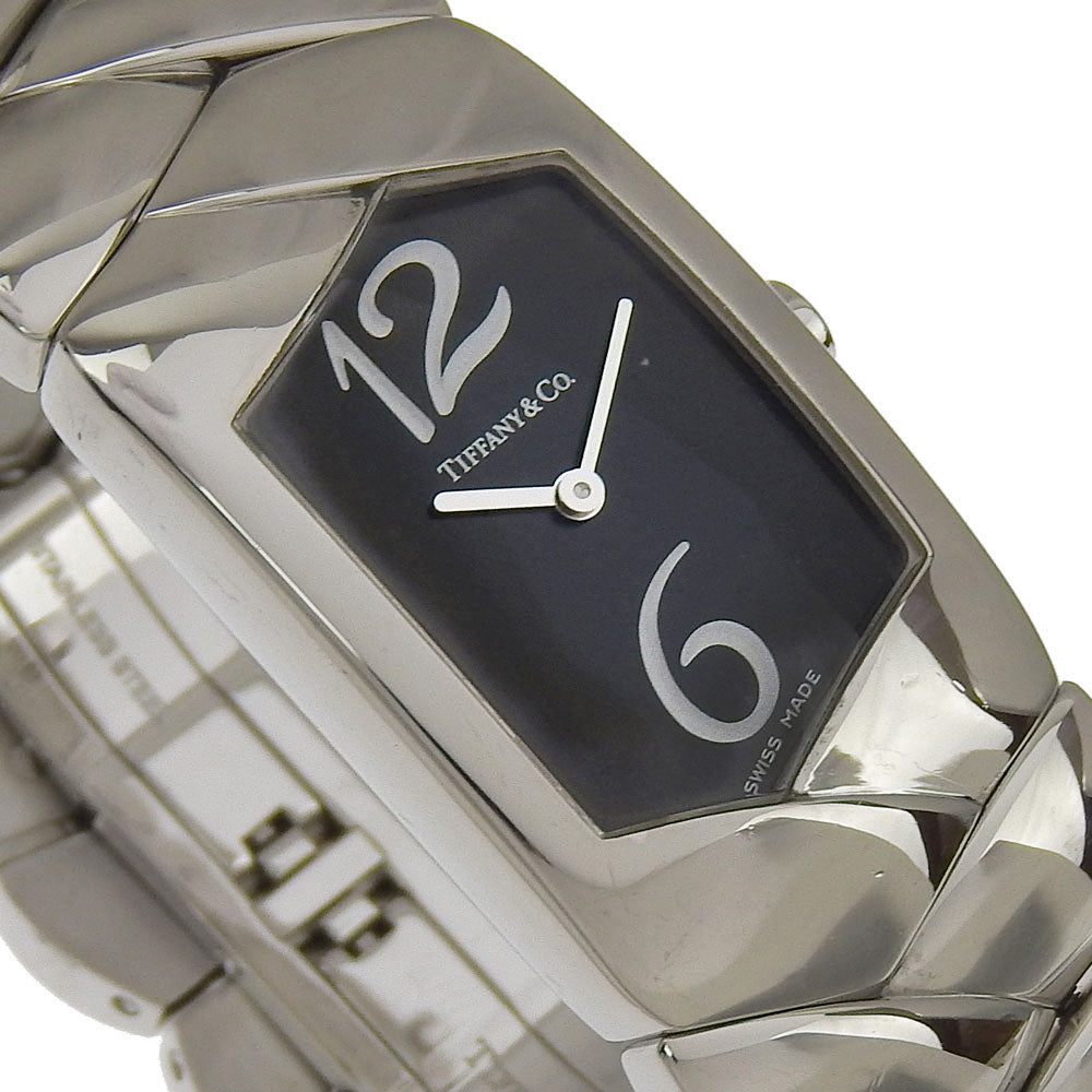 TIFFANY&Co. Watches Quartz Z6301.10 Stainless Steel Silver Tisolo black dial Women Used Authentic
