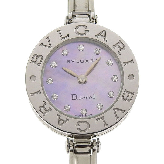 BVLGARI Watches Quartz BZ22S Stainless Steel Silver 12P diamond Be zero one B-zero1 Blue shell dial Women Used Authentic